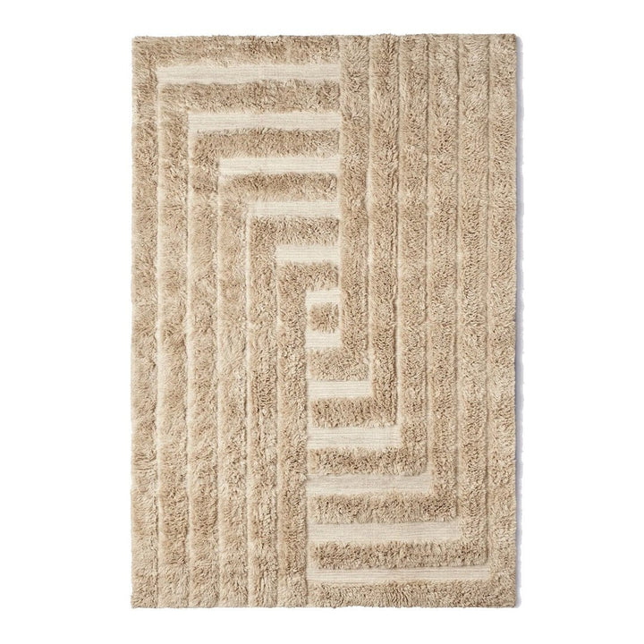 Shaggy Labyrinth Beige Rug - ökenhem