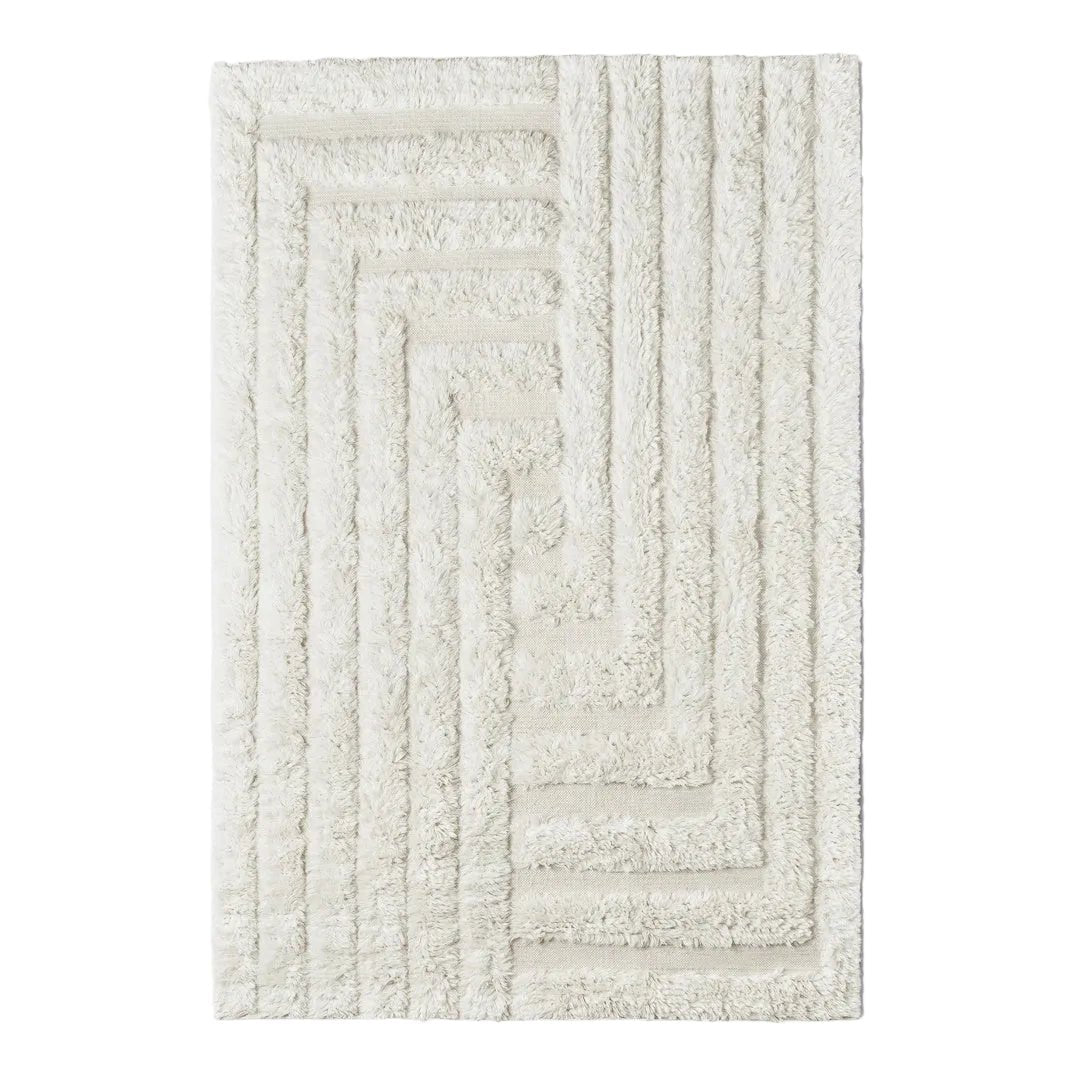 Shaggy Labyrinth White Rug - ökenhem