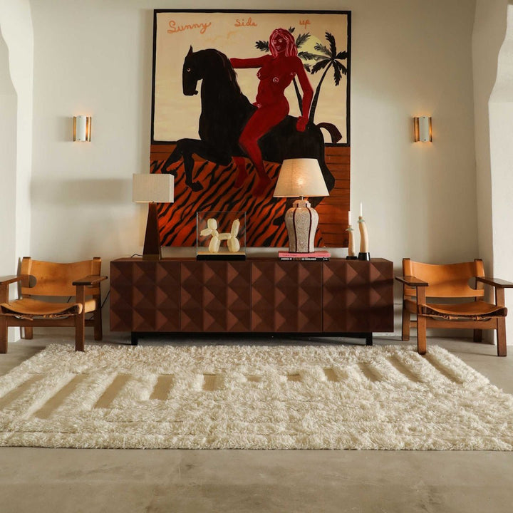 Shaggy Labyrinth White Rug - ökenhem