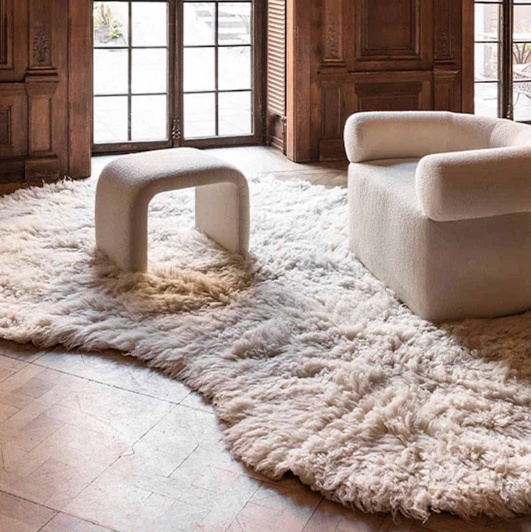 Shaggy Residue Wool Rug - Bone White - ökenhem