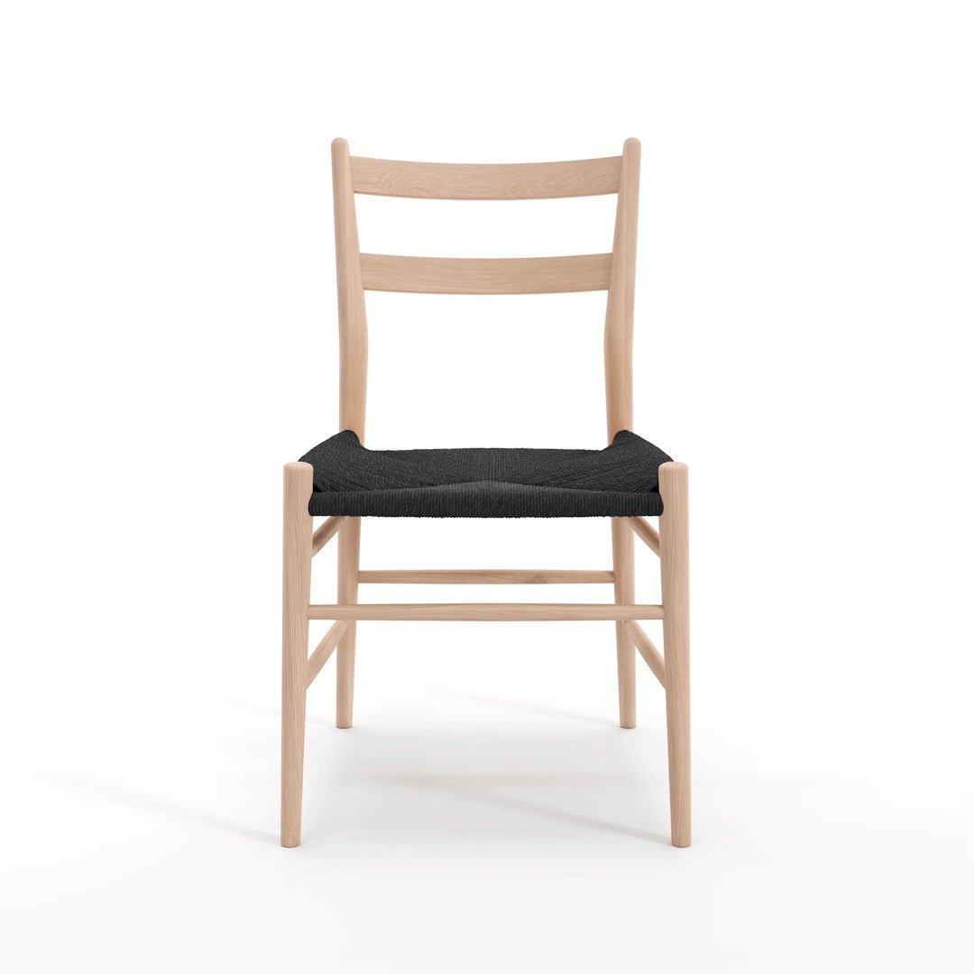 Sibast No 59 Dining chair in Oak White Oil, Black Papercord