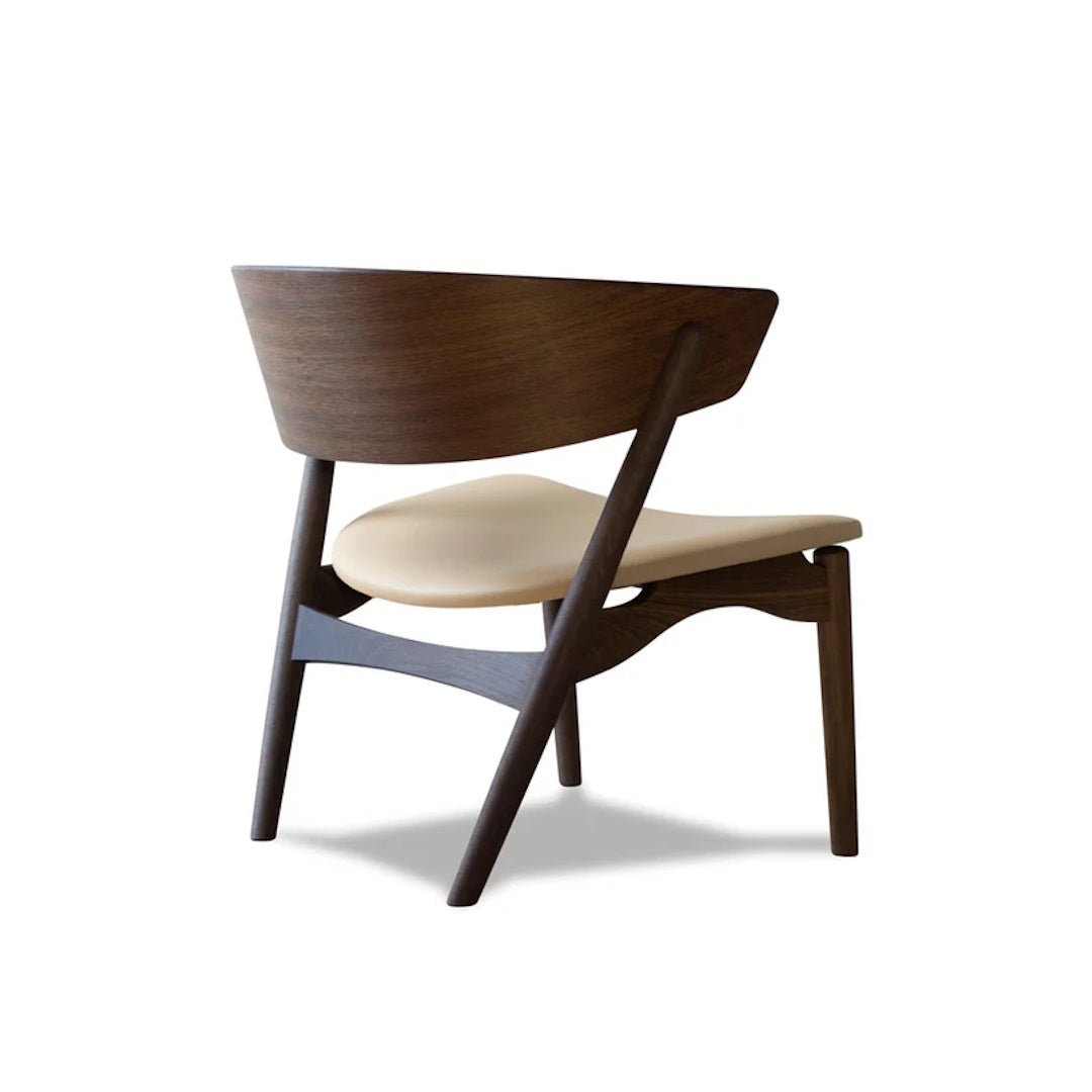 Sibast No 7 Lounge Chair, Wooden Backrest in Oak Smoked, Honey Leather