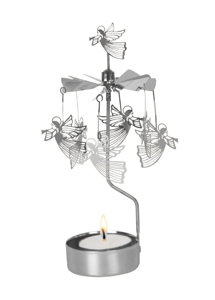 Flying Angels Rotary Candle Holder in Silver