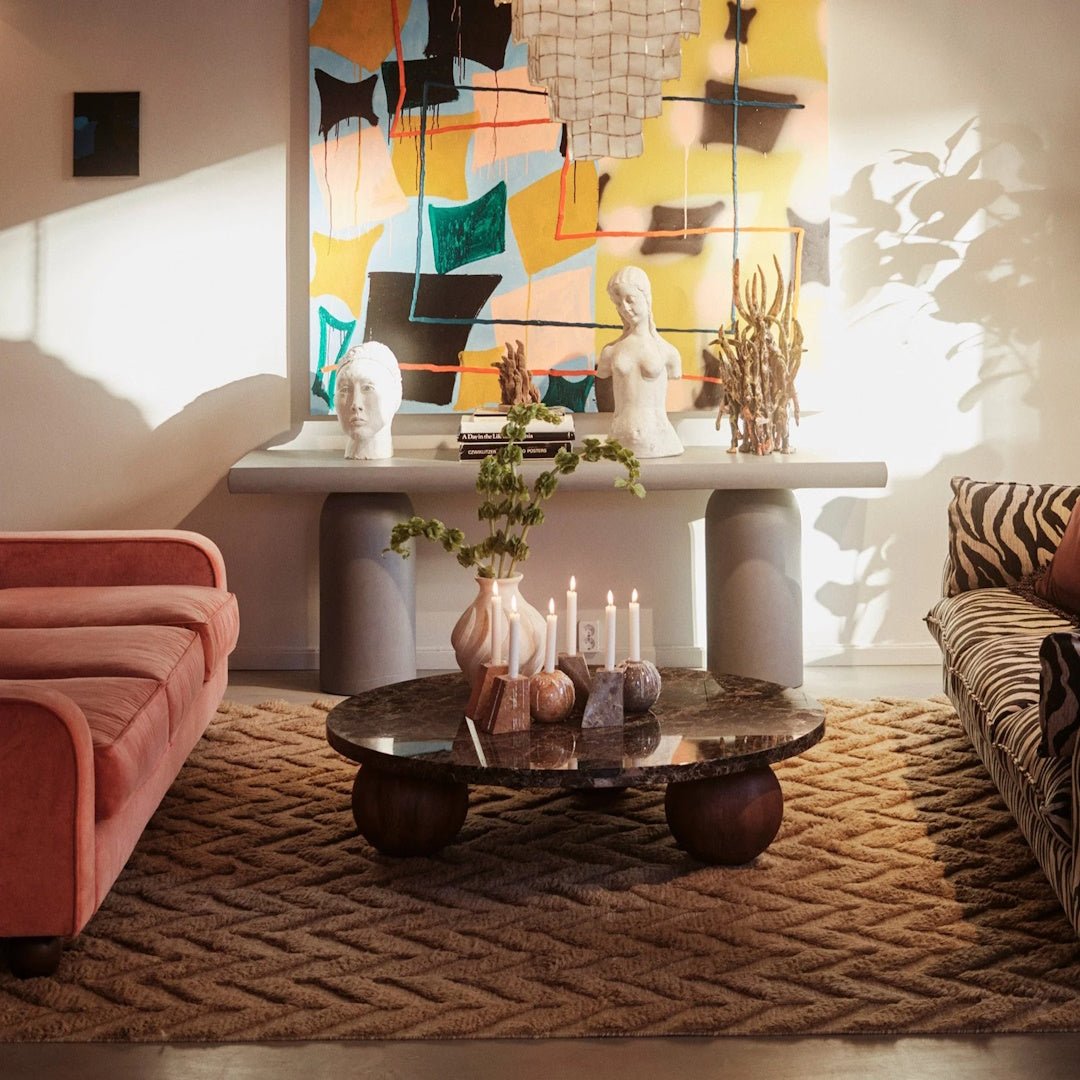 Sphere Round Sofa Table Emperador - ökenhem