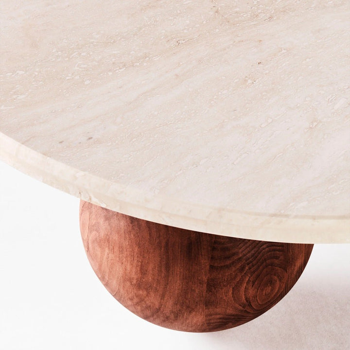 Sphere Round Sofa Table Travertino Bianco - ökenhem