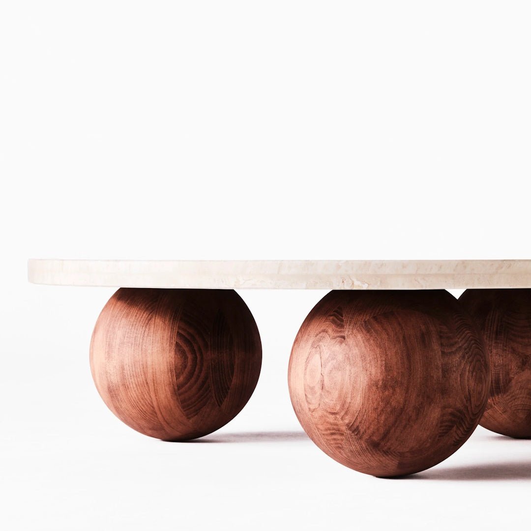 Sphere Round Sofa Table Travertino Bianco - ökenhem