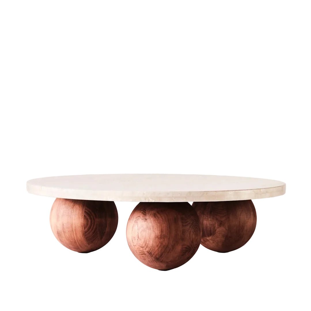 Sphere Round Sofa Table Travertino Bianco - ökenhem