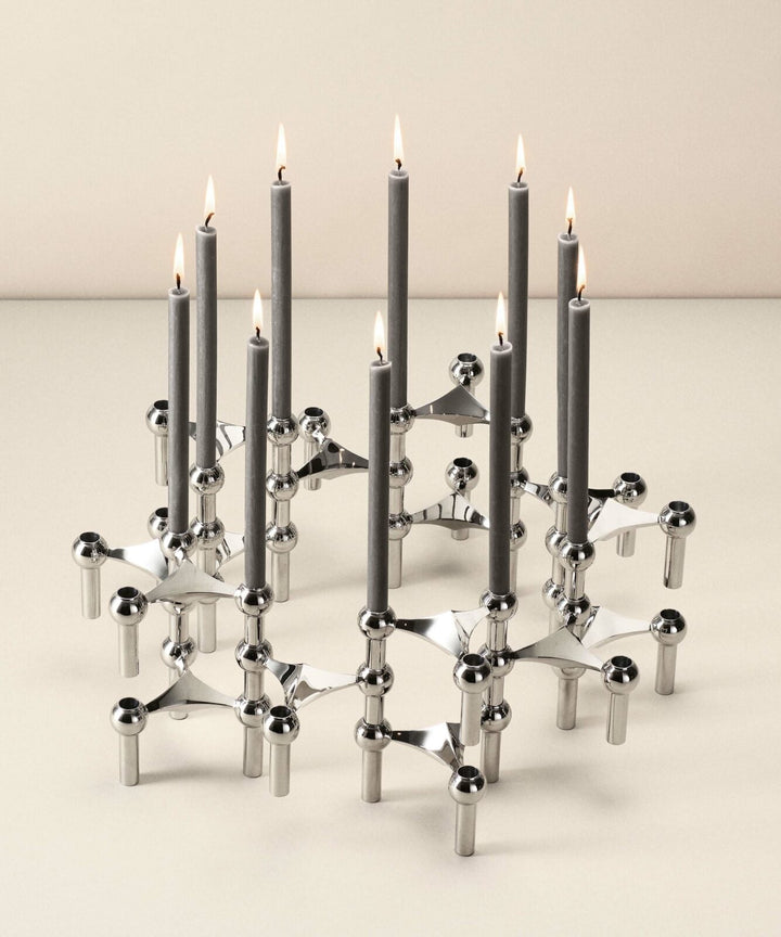 STOFF Nagel Candle, Anthracite, Set of 12 - ökenhem