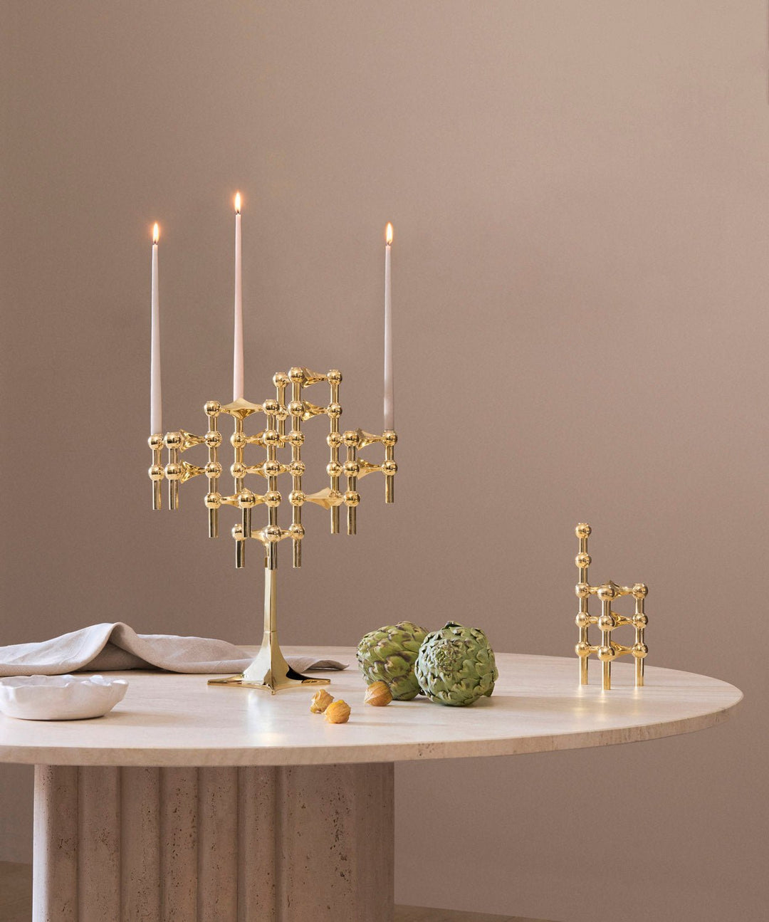 STOFF Nagel Candle Holder, Solid Brass, Set of 3 - ökenhem