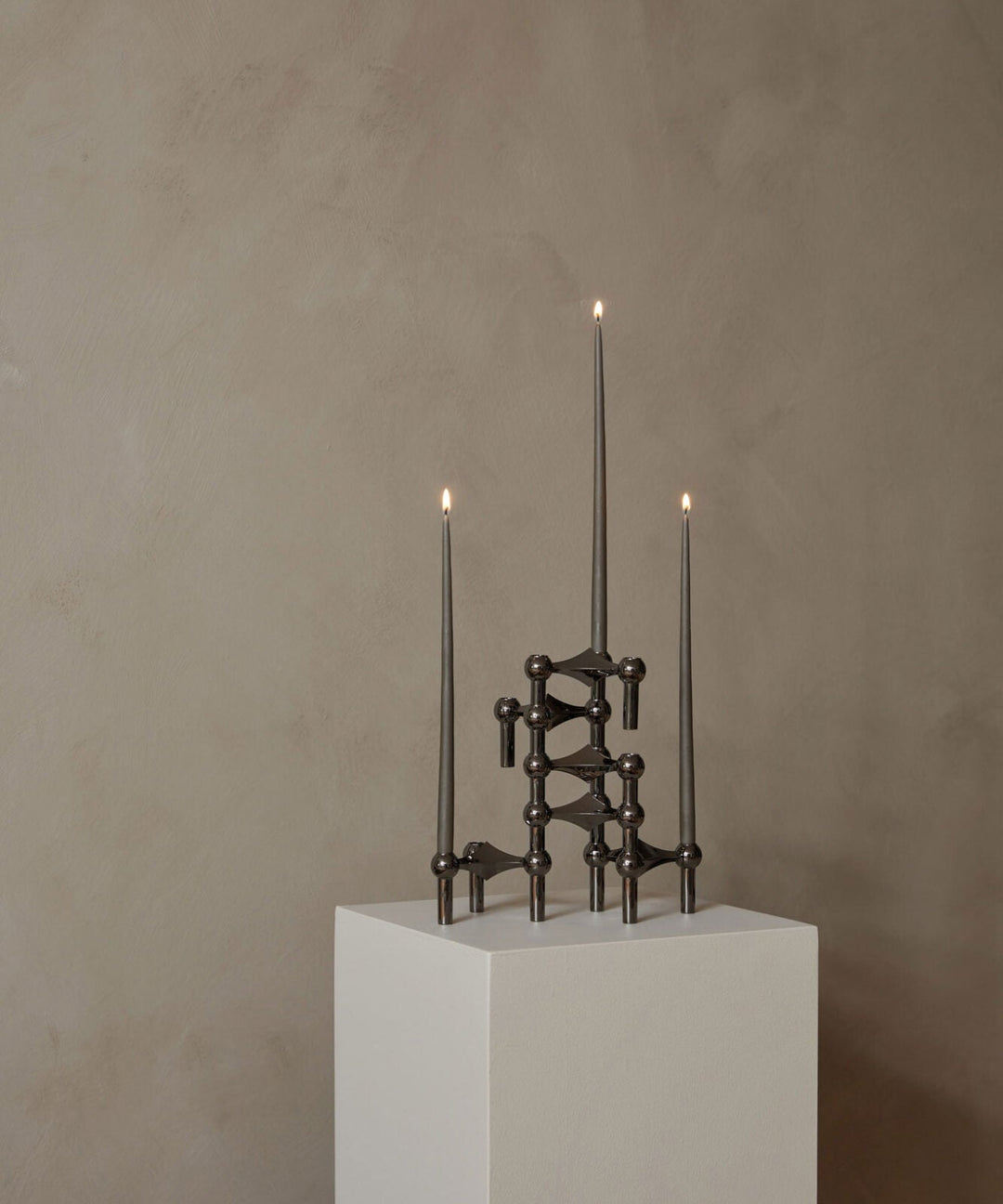 STOFF Nagel Taper Candle by Ester & Erik, Taupe, Set of 6 - ökenhem