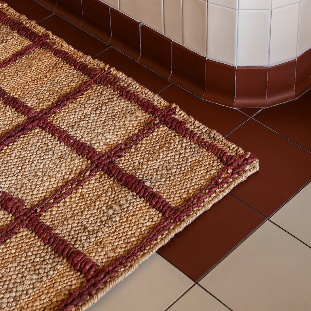 Strata Jute Rug - Burgundy - ökenhem