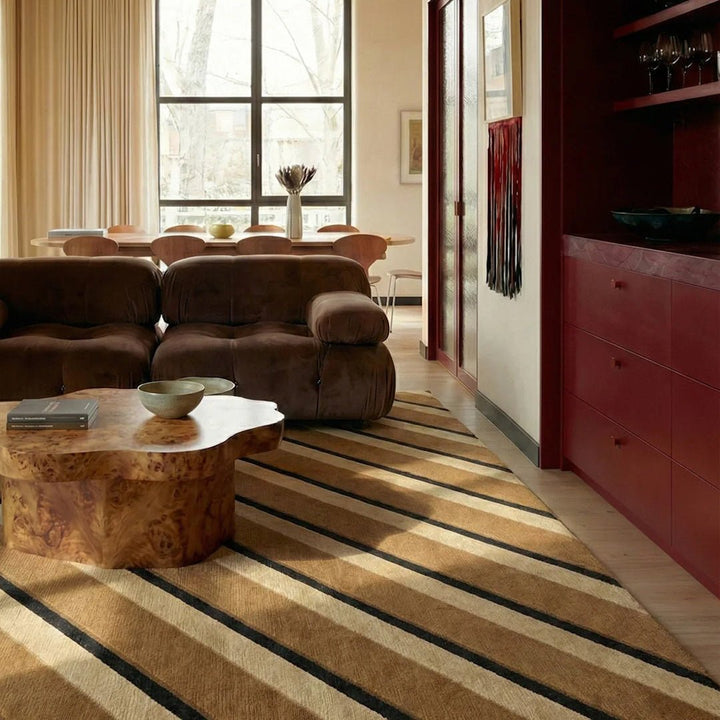 Teklan Diagonal Wool Rug - Sand - ökenhem