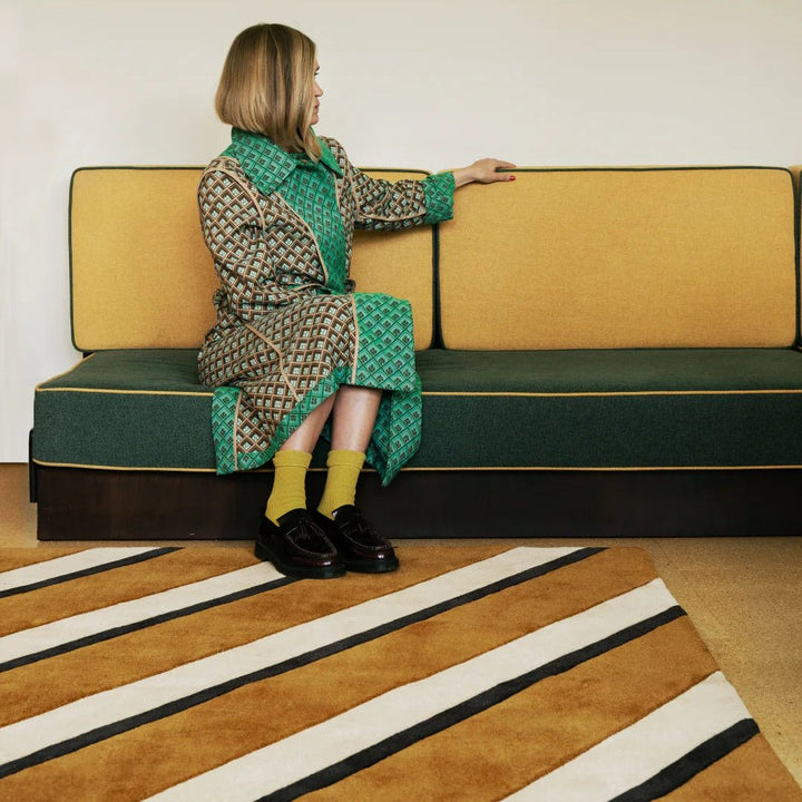 Teklan Diagonal Wool Rug - Sand - ökenhem