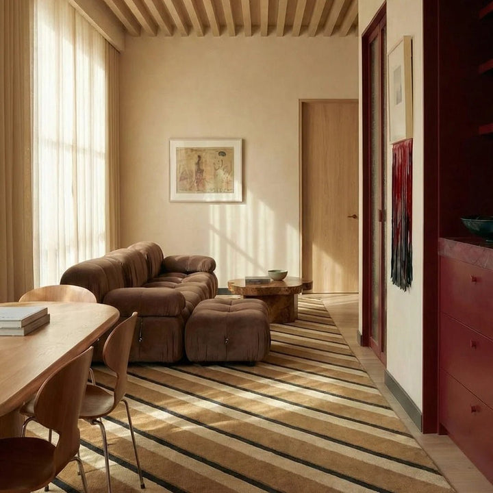 Teklan Diagonal Wool Rug - Sand - ökenhem