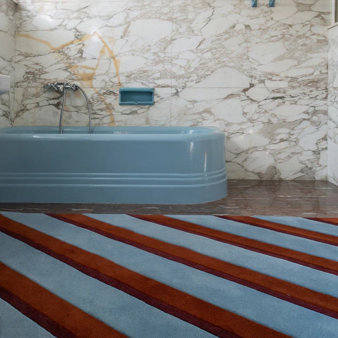 Teklan Diagonal Wool Rug - Sky - ökenhem