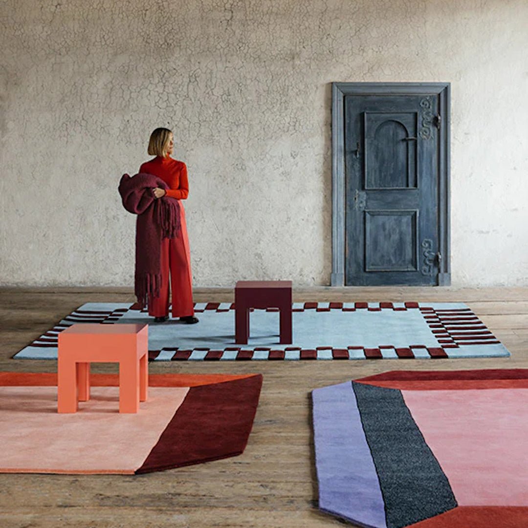 Teklan Frame Wool Rug - Mullberry Sky - ökenhem