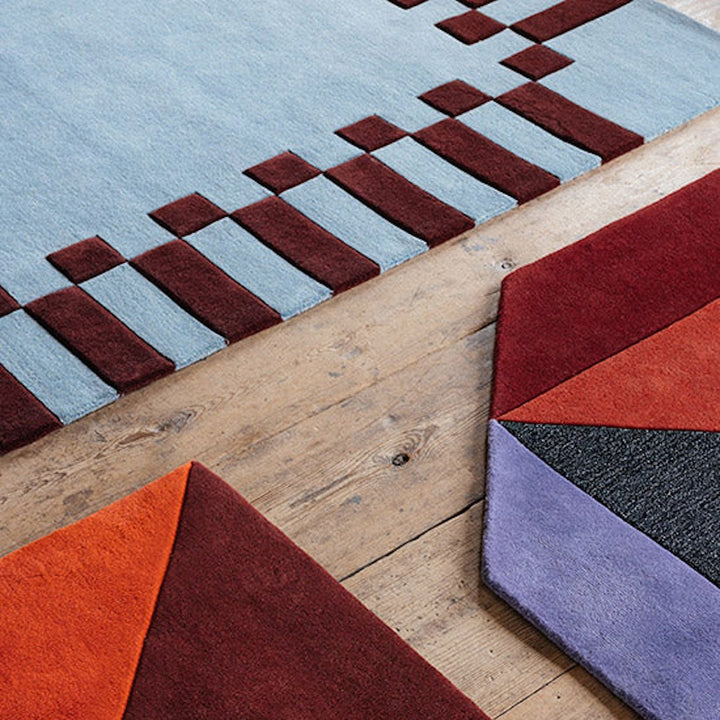 Teklan Frame Wool Rug - Mullberry Sky - ökenhem