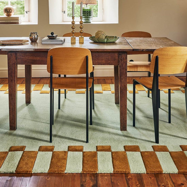 Teklan Frame Wool Rug - Pistachio Camel - ökenhem