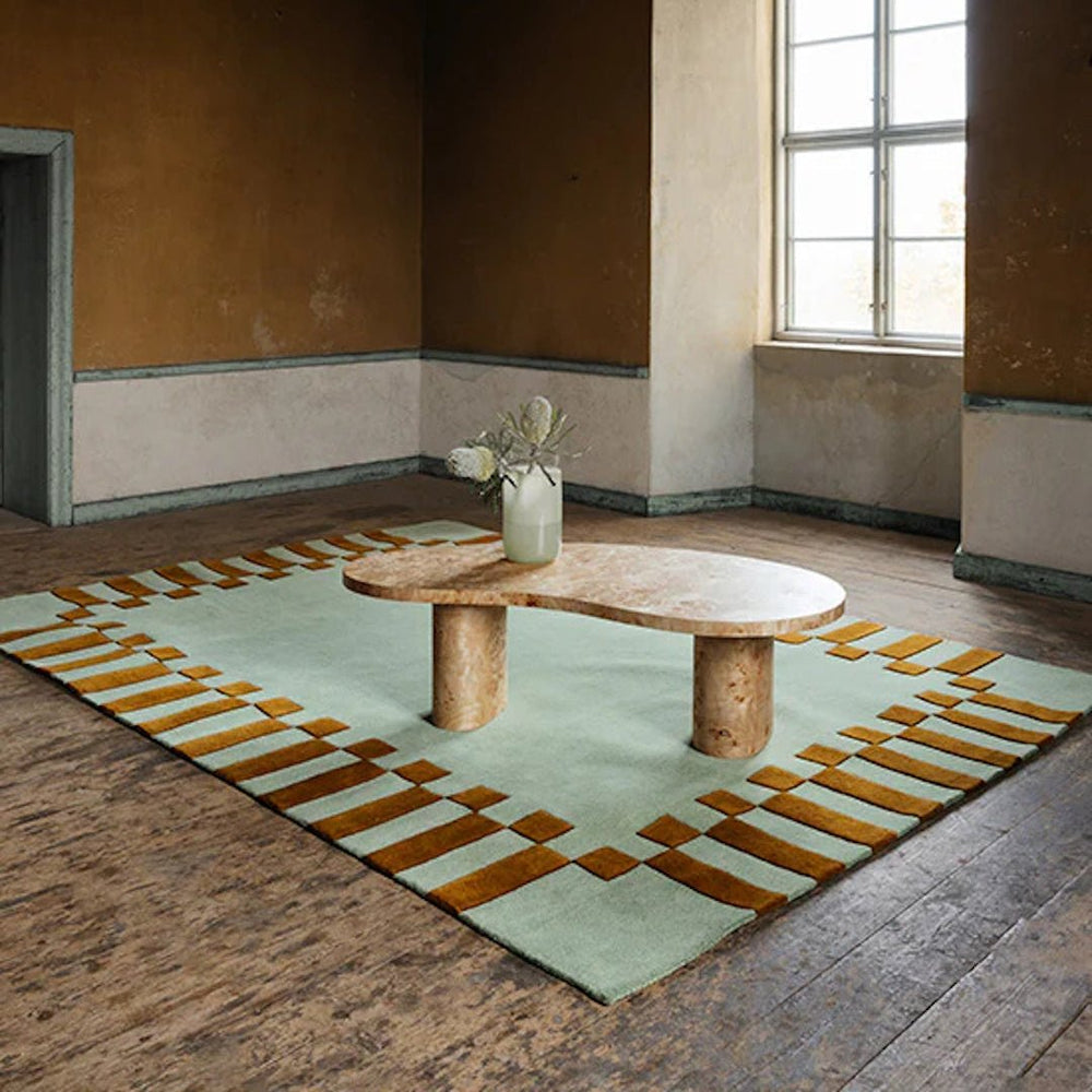 Teklan Frame Wool Rug - Pistachio Camel - ökenhem