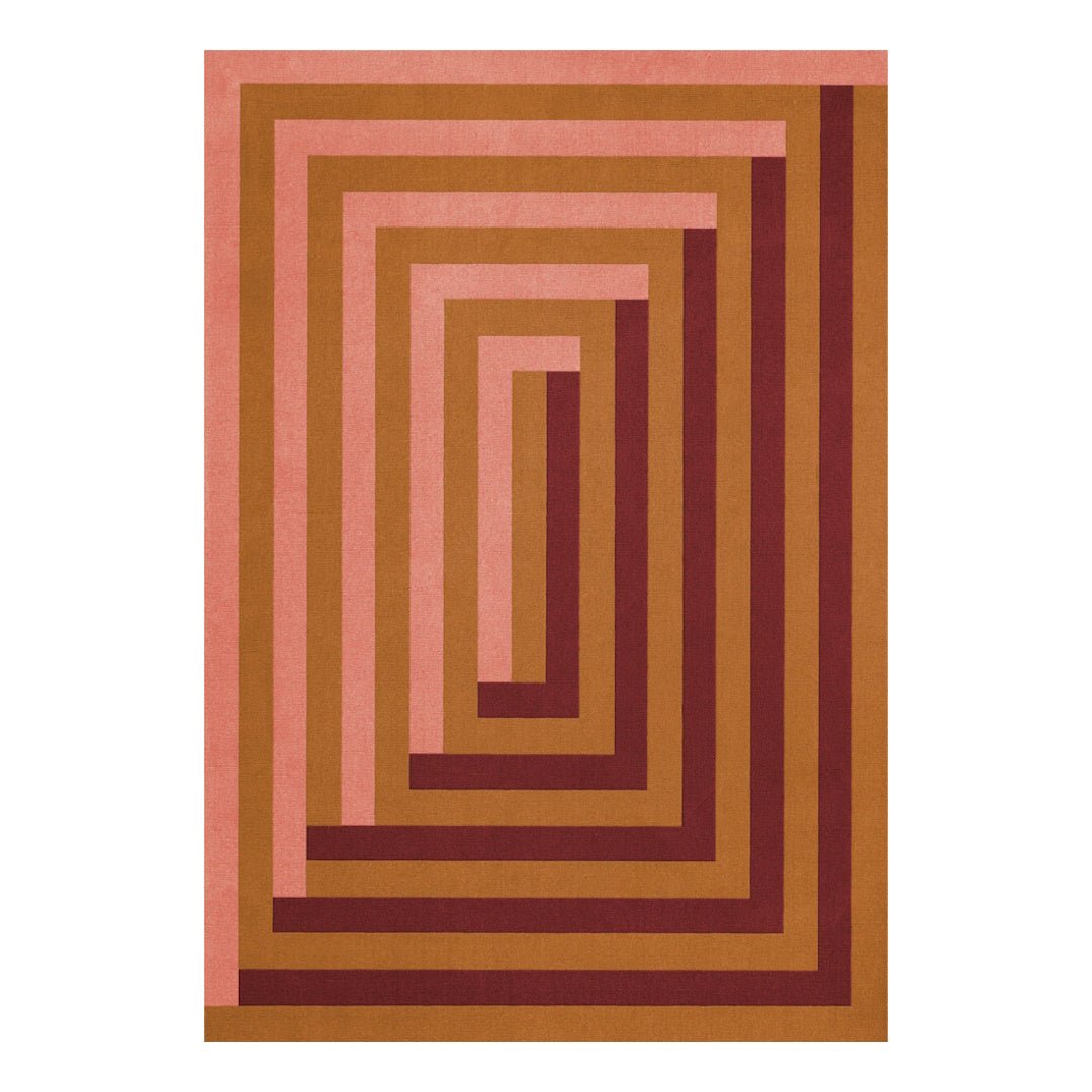 Teklan Labyrinth Wool Rug - Coral Pink - ökenhem