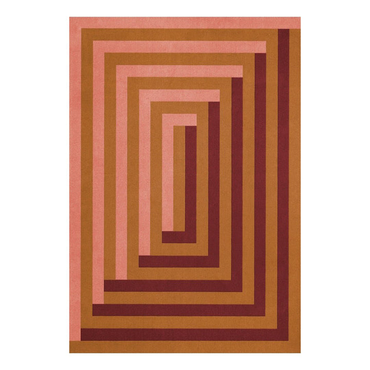 Teklan Labyrinth Wool Rug - Coral Pink - ökenhem