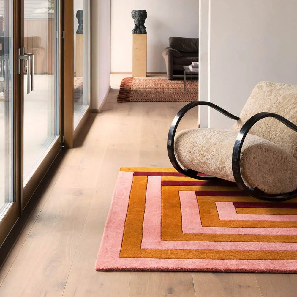 Teklan Labyrinth Wool Rug - Coral Pink - ökenhem