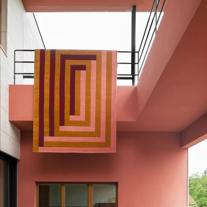 Teklan Labyrinth Wool Rug - Coral Pink - ökenhem