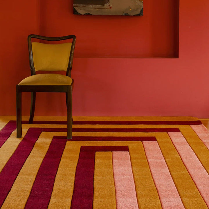 Teklan Labyrinth Wool Rug - Coral Pink - ökenhem