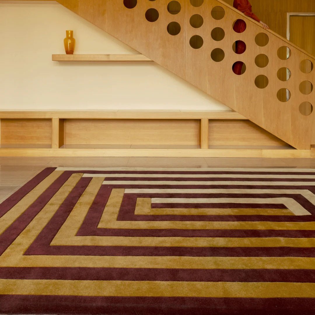 Teklan Labyrinth Wool Rug - Mulberry Sand - ökenhem