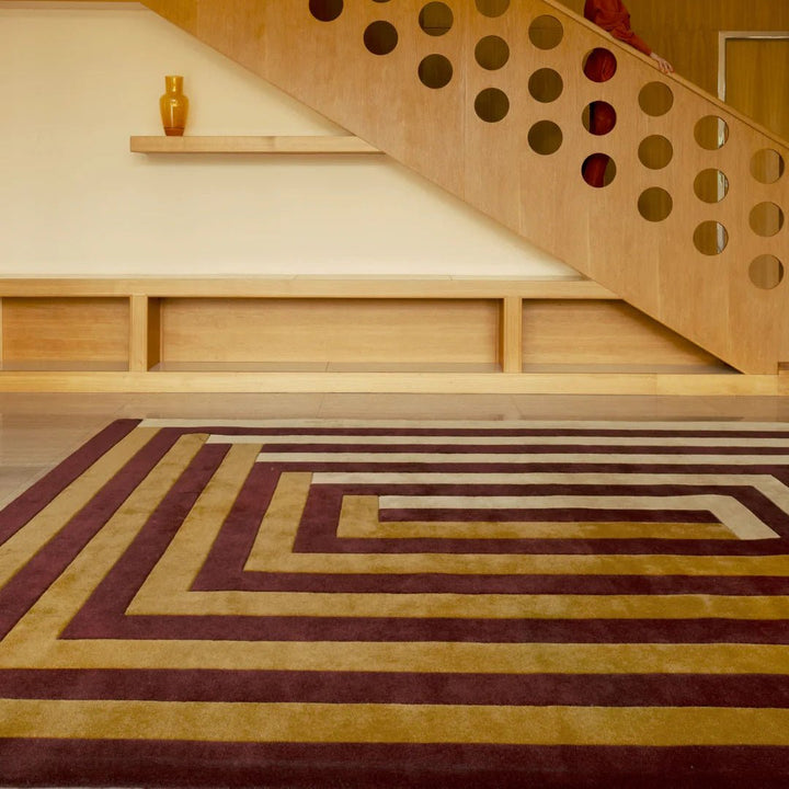 Teklan Labyrinth Wool Rug - Mulberry Sand - ökenhem