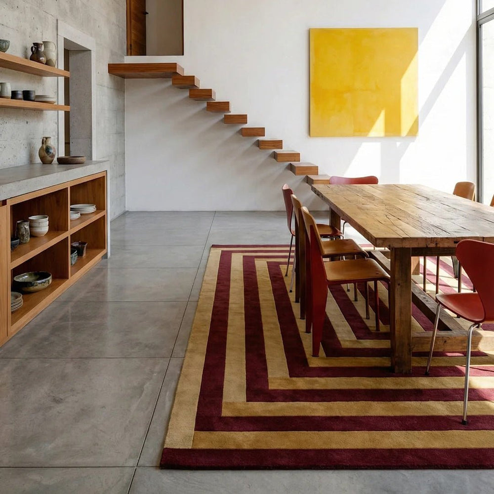 Teklan Labyrinth Wool Rug - Mulberry Sand - ökenhem