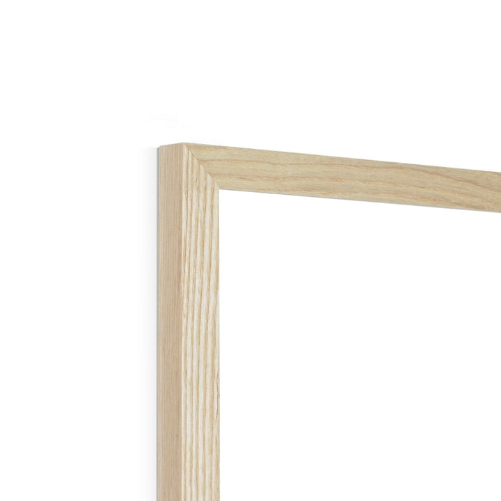 Close up of a natural wood frame.