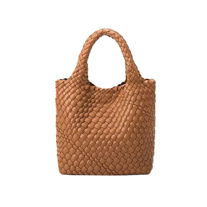 Hand Woven Luxury Vegan Leather Bag in Saddle - Field Study