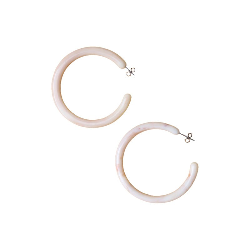 Large Acrylic Hoop Earrings in Cream - Field Study