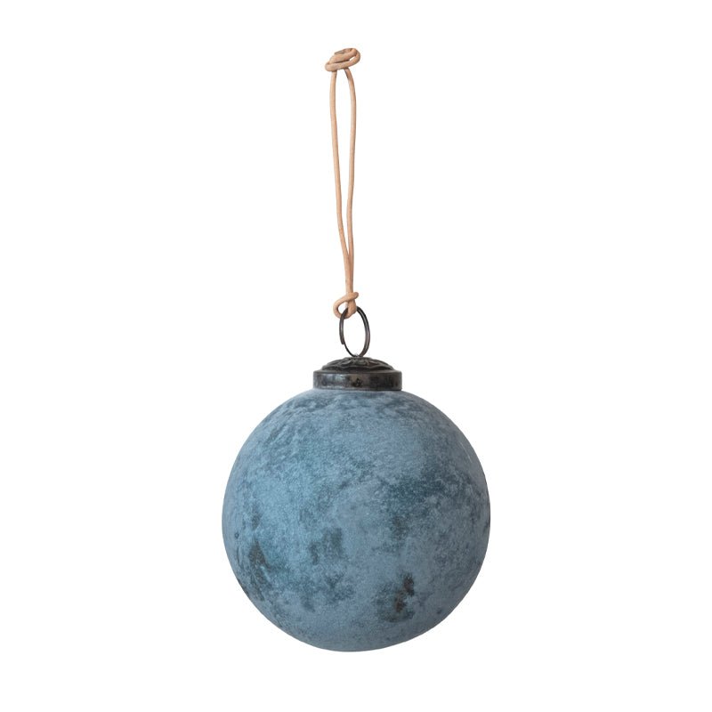 Matte Blue Glass Ball Ornament - ökenhem