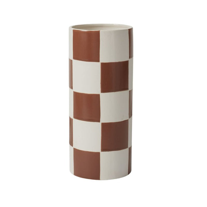 Rust Brown Checkered Vase - ökenhem